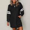 Women's Fashion Striped Sports Hoodie Dress Long Sleeve Round Neck Sports Hoodie Dress With Pocket