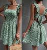 Ladies' Square Neck Bow Dress With Large Swing