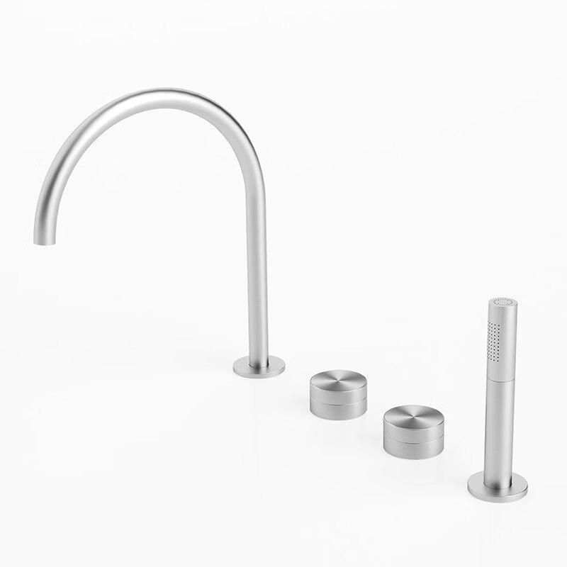 TLXT Brushed Nickel Arc Bathtub Faucet & Shower Set