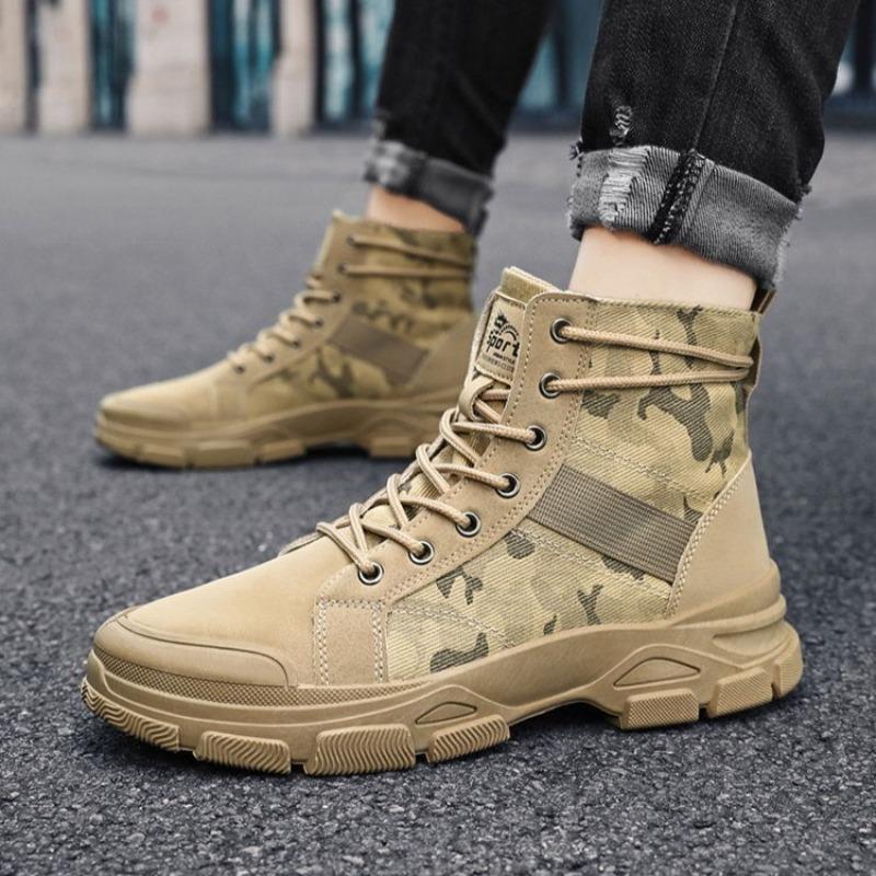 Men's Camouflage High Top Work Boots Comfort Sneakers Men Outdoor Hiking Shoes Platform Non-Slip  Desert Boots Zapatillas Hombre