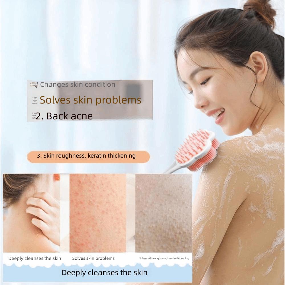 Silicone Shower Massage Brushes Long Handle Bathroom Back Scrubber Bath Back Brush  Cleaning