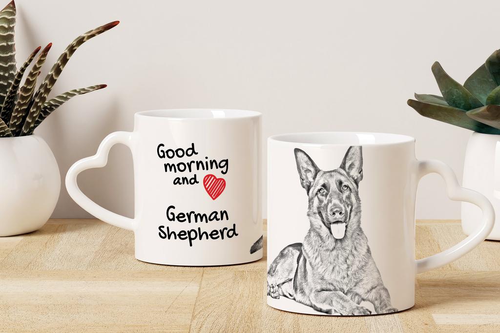 German Shepherd Dog, Alsatian Wolf Dog - cup with a dog, adorable cup with a heart-shaped handle, universal gift from the Art-Dog brand