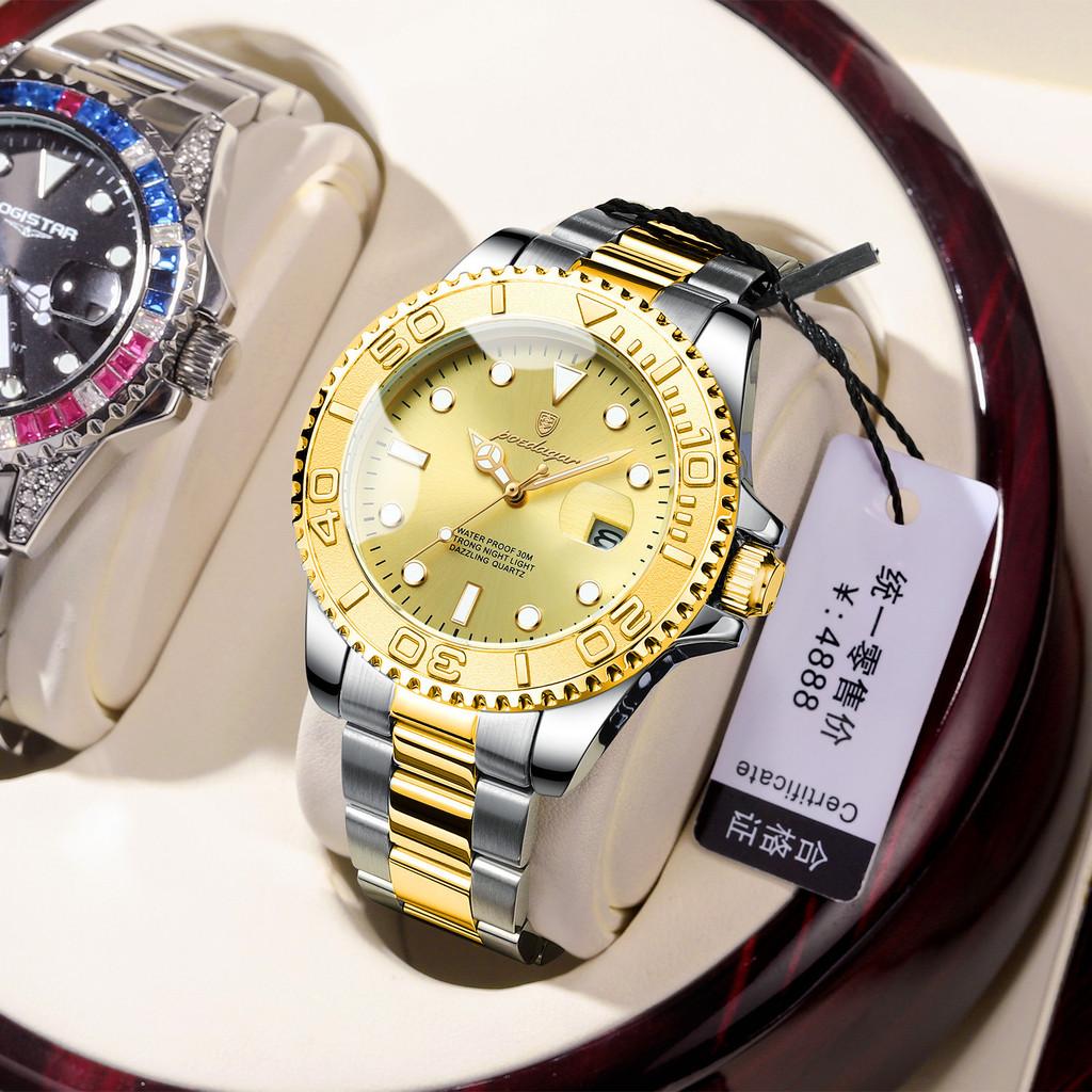 Swiss Mens Waterproof Quartz Watch With Luminescent Dial For Business Professionals