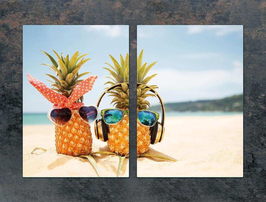 SZKLANA PŁYTA OCHRONNA DO KUCHNI 2x35x52 ANANAS