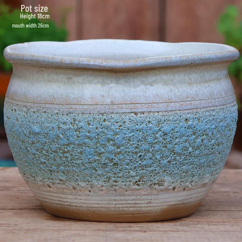 Retro Ceramic Wide Mouth Flower Pot - Tree Trunk Design for Succulents, Bougainvillea, Hydrangea, Roses  