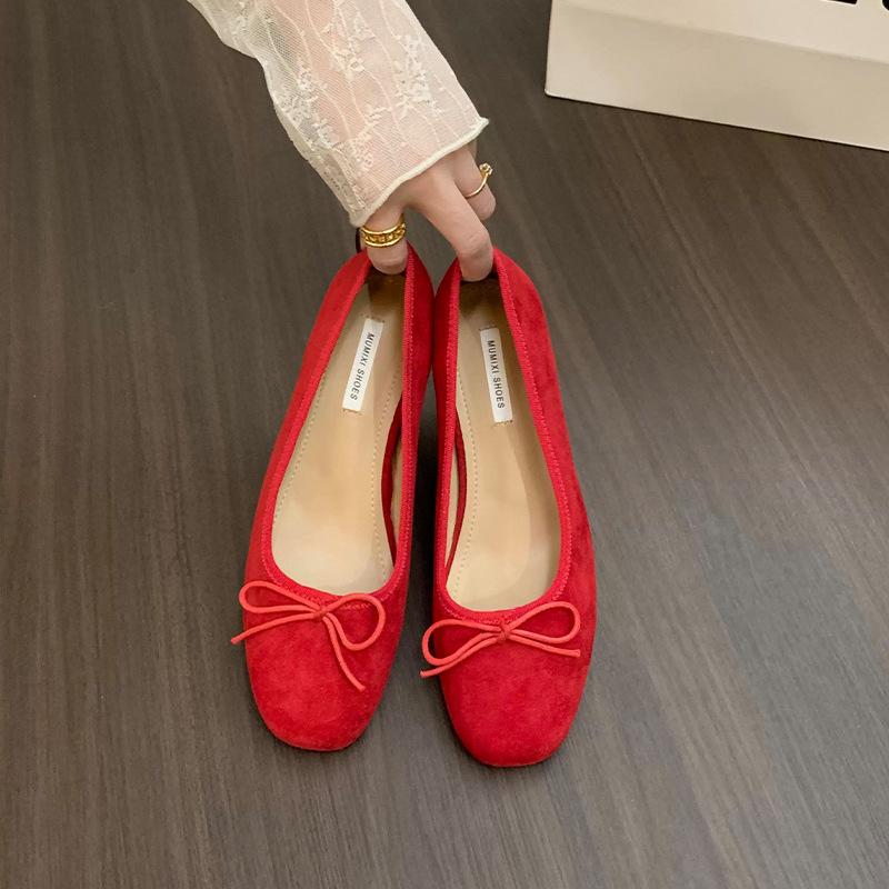 Inner height increase retro solid color single shoes women's shoes new spring and summer French fashion light mouth ballet gentle evening shoes