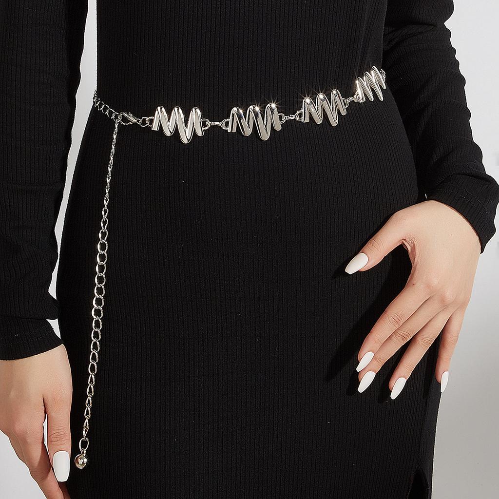 Light Luxury Caterpillar Waist Chain Women'S Niche Texture Retro Metal Belt Chain Accessories Retro