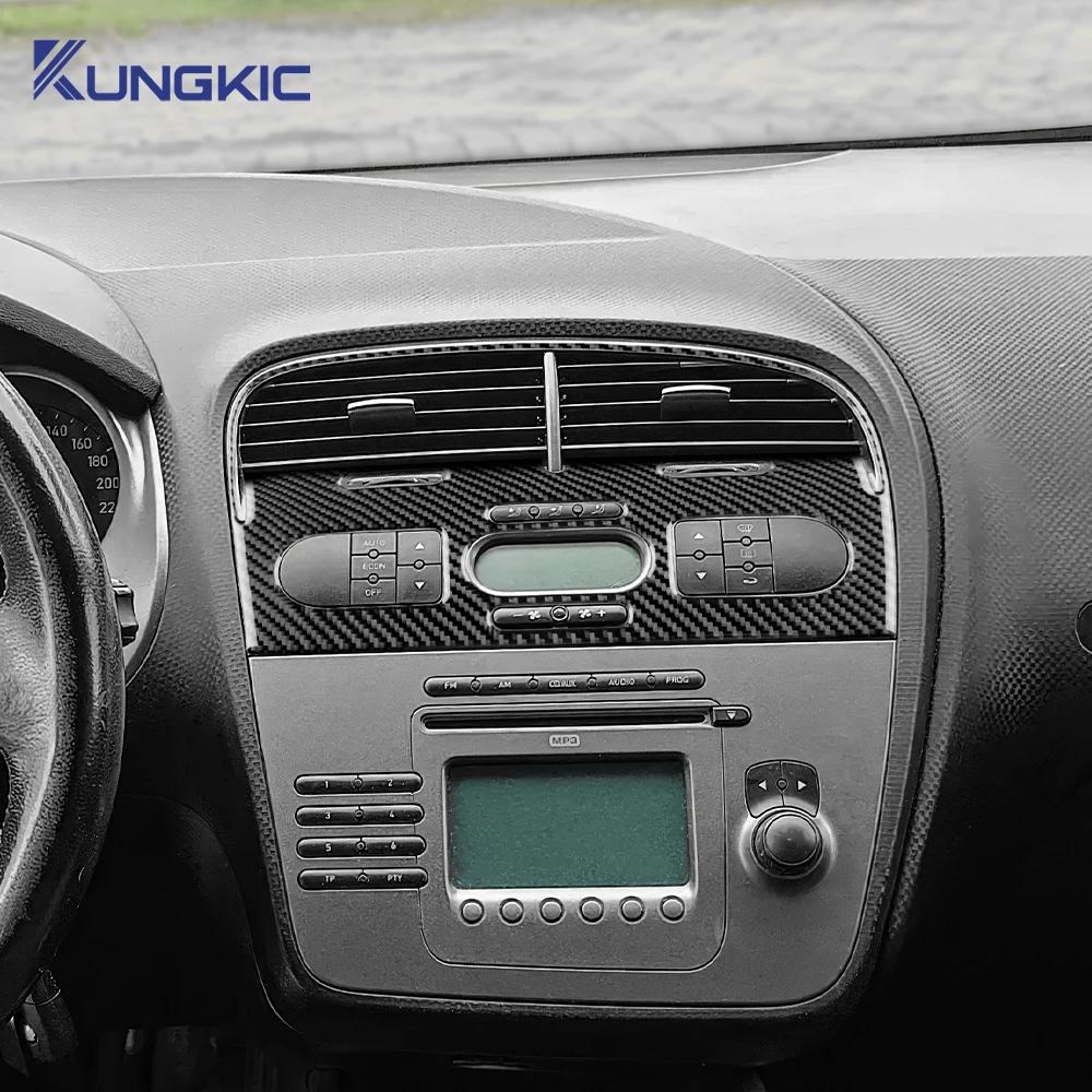 Echte Zachte Koolstofvezel Sticker LHD Auto Centrale Luchtuitlaatpaneel Voor Seat Altea 2004 2005 2006 2007 2008 Interieur Accessoires