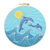Animal Stamped Cross Stitch Embroidery Kits with Hoop Cloth Color Thread