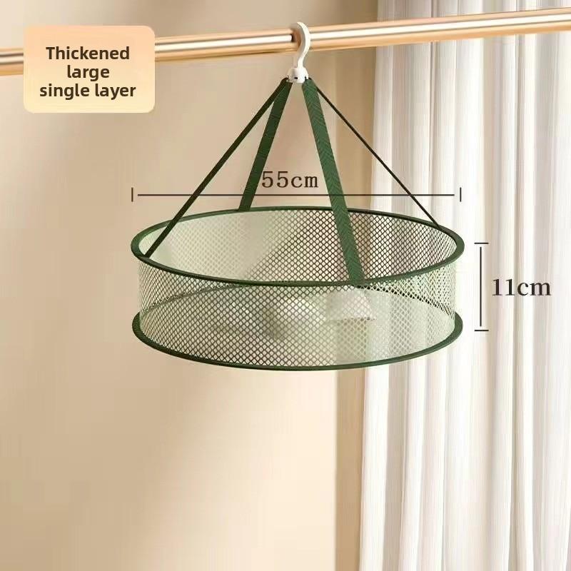 Collapsible Double Layer Clothing Drying Basket With Breathable Fabric For Home Use