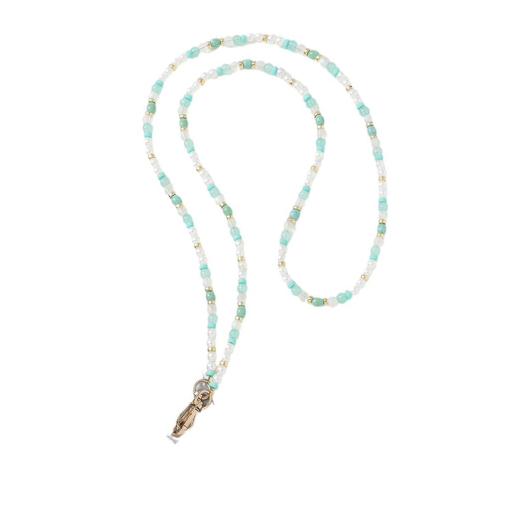 New mobile phone lanyard can carry crossbody chain long DIY pearl chain pendant mobile phone case keychain pendant