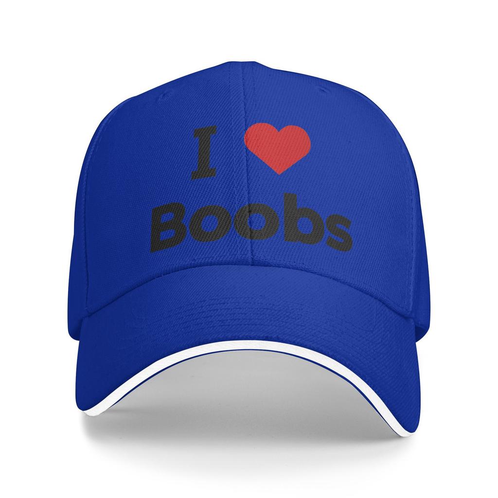 Funny I Love Heart Boobs Boobies Casual Baseball Cap Joke Outdoor Sports Hip Hop Hats Summer Sun-Proof Unisex Adult Baseball Caps