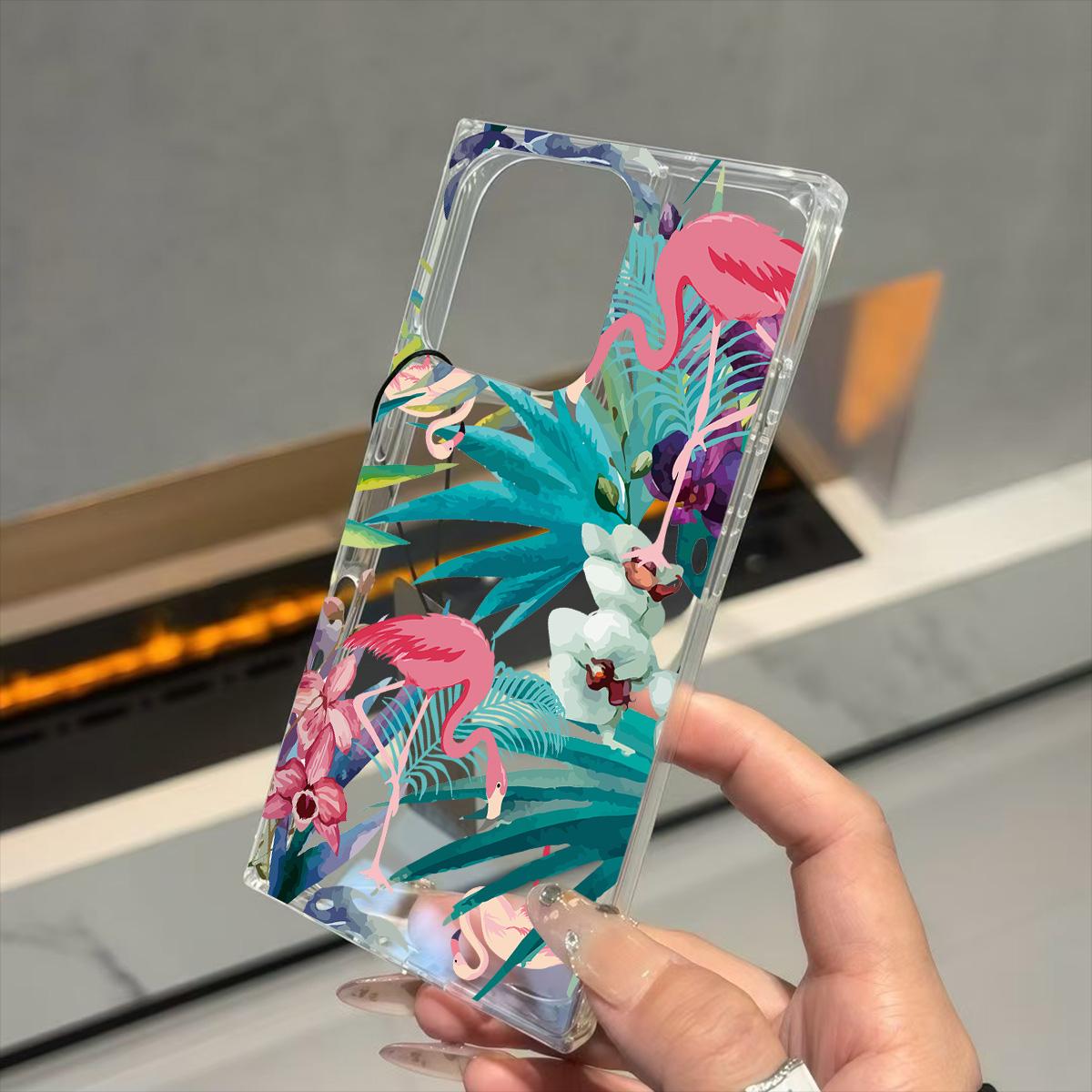 

Clear Square Back Tube Case Protection For iPhone 16 ProMax 11 14 Pro Max 15 Plus 12 13 Anti-Oxygen,Flamingo on Water Pattern Casing iphone 11 ProMax