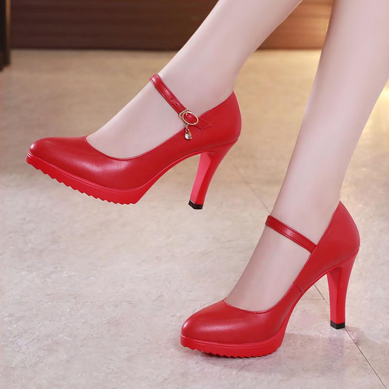 Classic Simple Point Toe Thin Heeled Pumps Black Office Work Shoes Elegant Ladies Party Shoes Women's High Heels 32-43