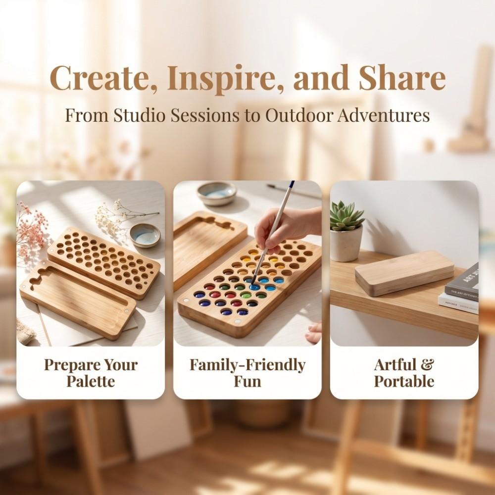 Wood Rectangle Palette Painting Box Empty Box Outdoor Sketching Palette  Watercolor Paint