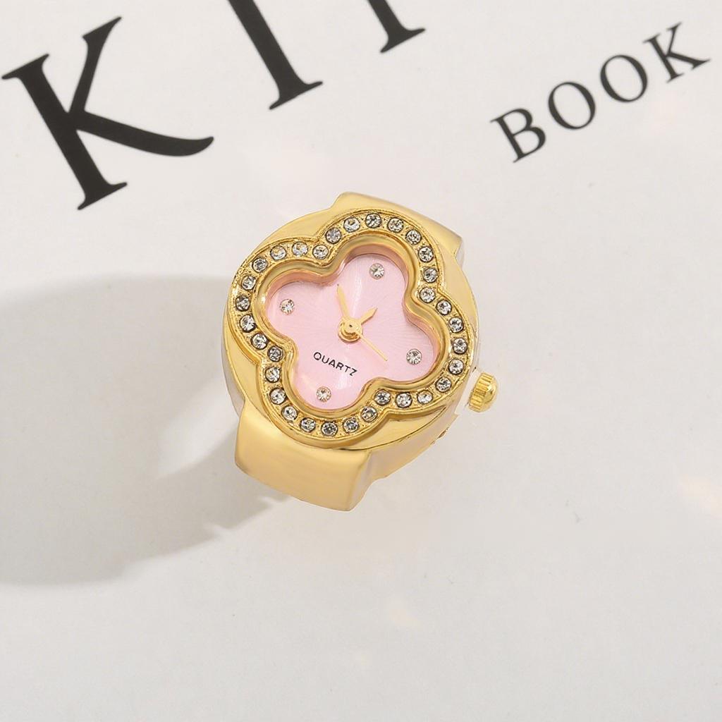 

Кільце-годинник на палець з еластичним браслетом, кварцовий аналоговий годинник, креативний для чоловіків та жінок шокуюча рожевого кольору