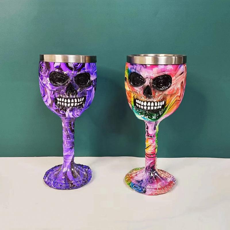 2025 New Skull Goblet Graffiti Statue Ornament Retro Claw Abstract Sculpture Statue Halloween Gift Home Décor
