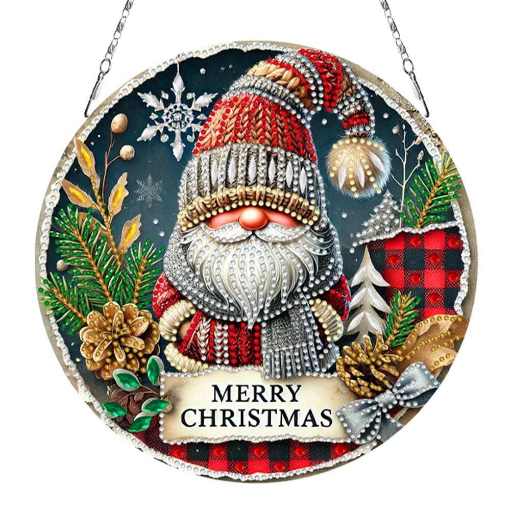 Christmas 2D Flat DIY Special Shape Rhinestone Diamond Art Window Pendants Diamond Art Pendant Window Hanging Art for Home Decor