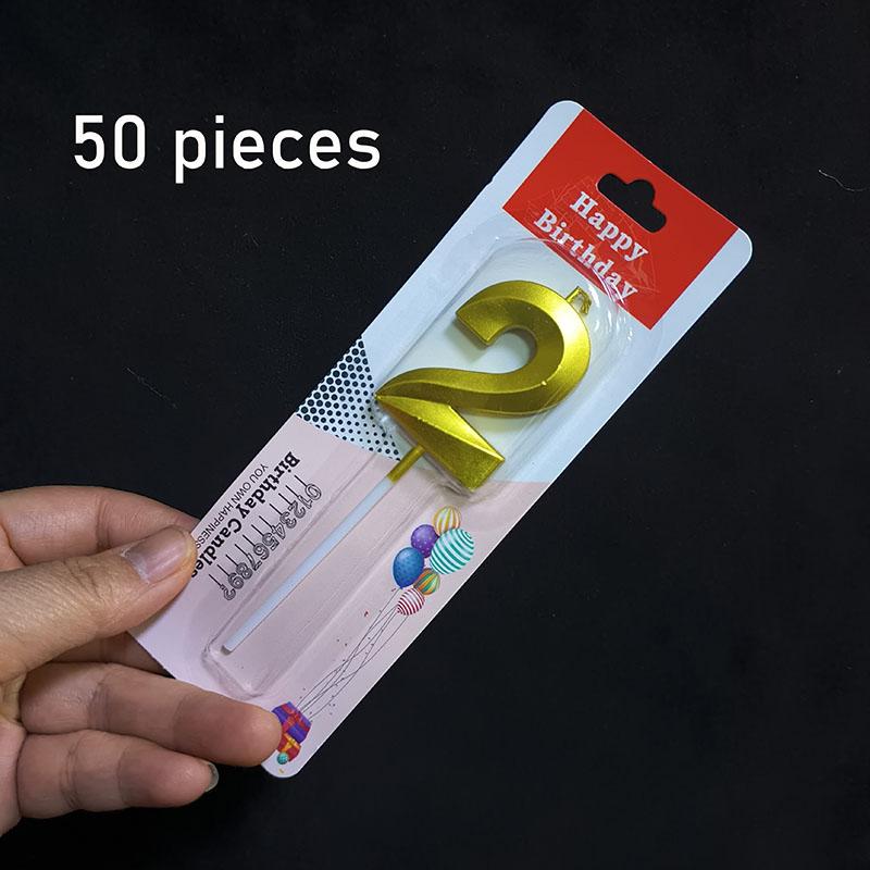 50pcs/lot Wholesale Gilding Number 0-9 Sweet Birthday Cake Candles Bulk Sales Cakes Decorating Supplies for Home Decor