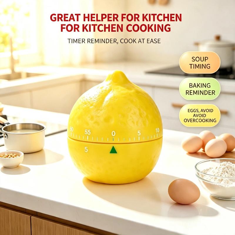 Fruit-Shaped Mechanical Countdown Alarm Clock Non-Slip Base Portable Design for Kitchen Cooking Student Study Timing
