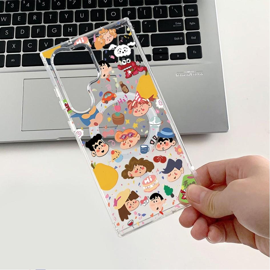 

Чехол Cartoon MagFit Hard Clear Case для Samsung S24 Ultra Plus S23 Ultra S23 S22 Ultra S22+ S21FE S23FE, ударопрочный чехол Samsung S24 Ultra прозрачный