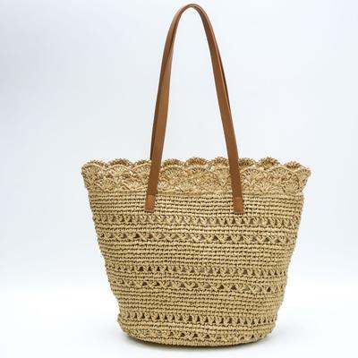 New Shoulder Straw Bag Seaside Vacation Handwoven Bag Large Capacity Tote Beach Bag Vegetable Basket Women's Bag
