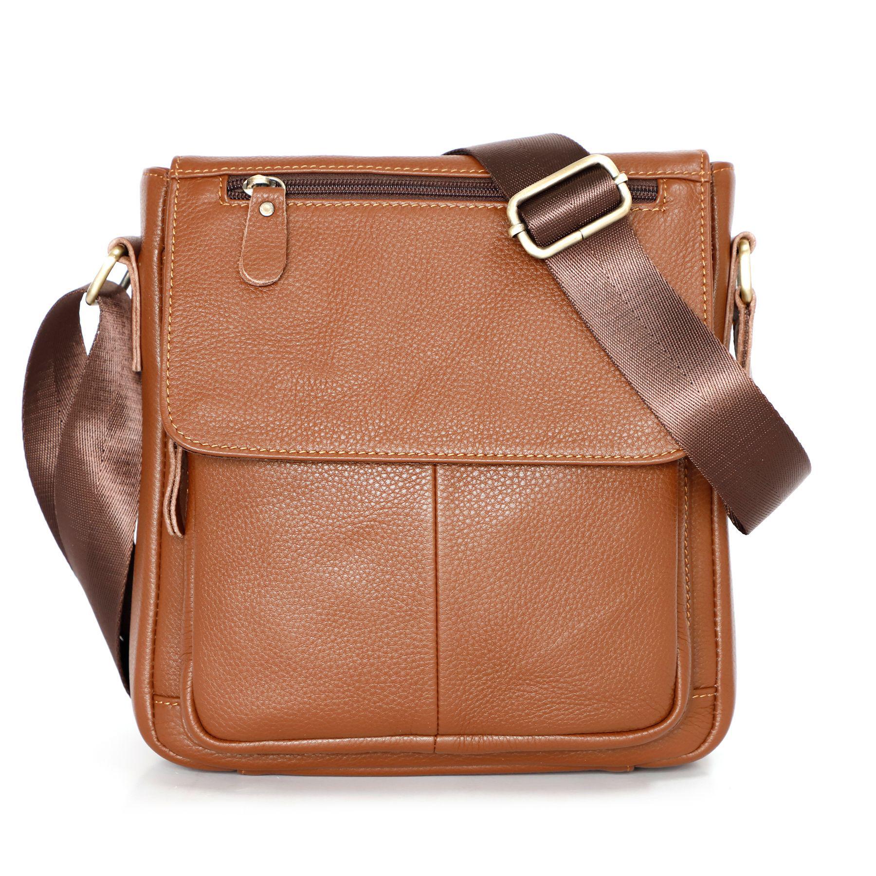 

Мужская сумка кроссбоди через плечо из натуральной кожи большой вместимости: Многофункциональная коровья кожа высшего слоя для повседневных поездок