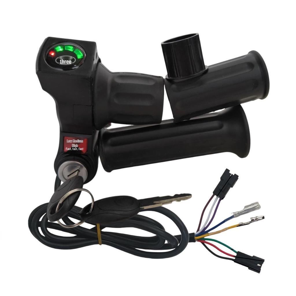 Four-Light Electric Bicycle Throttle with Half-Handle Grip and Three-Speed Voltage Display