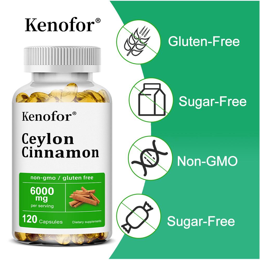Ceylon-Zimt 6000 mg Nahrungsergänzungsmittel, 120 Weichkapseln pro Flasche