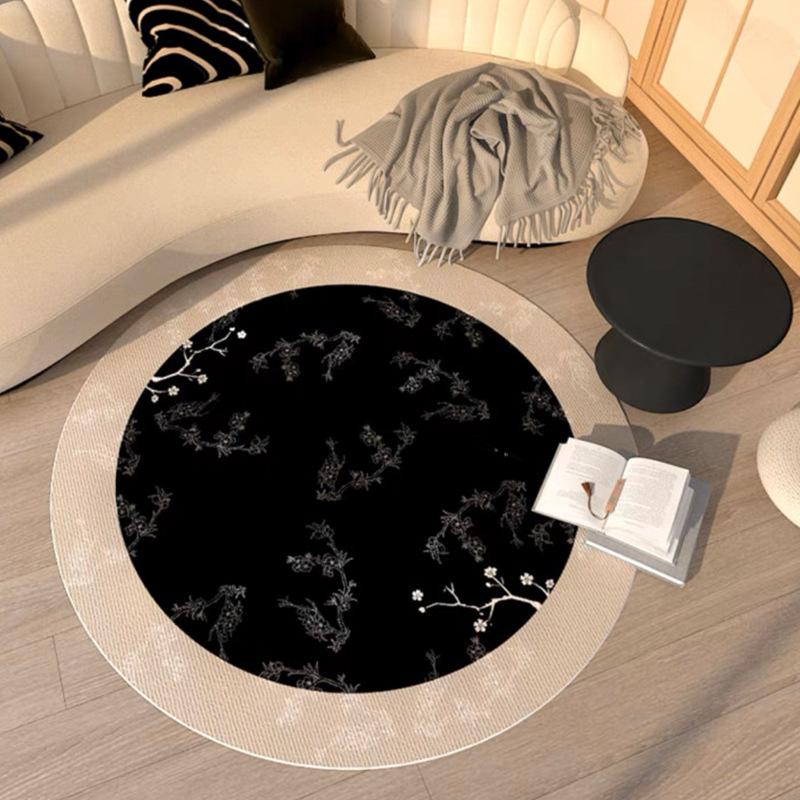 Fleckenresistenter runder Teppich in Französisch-Creme für Wohnzimmer, Schlafzimmer oder Schminktisch