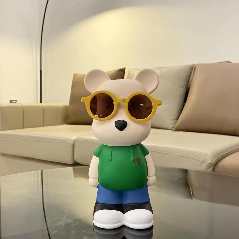 Cartoon Bear Piggy Bank: Creative Modern Ceramic Ornament for Living Room