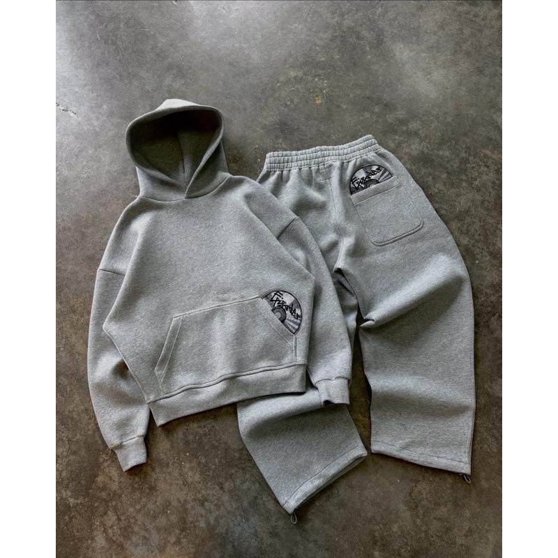 American Street Style CD Print Hoodie and Sweatpants Set - Y2K Inspired