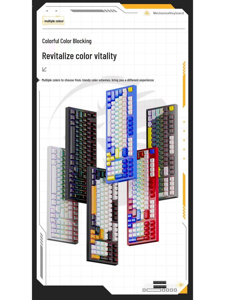 K98 Wired Mechanical Keyboard with Blue/Red/Brown Switches - Detachable Cable for PC, Laptop, Office, Gaming