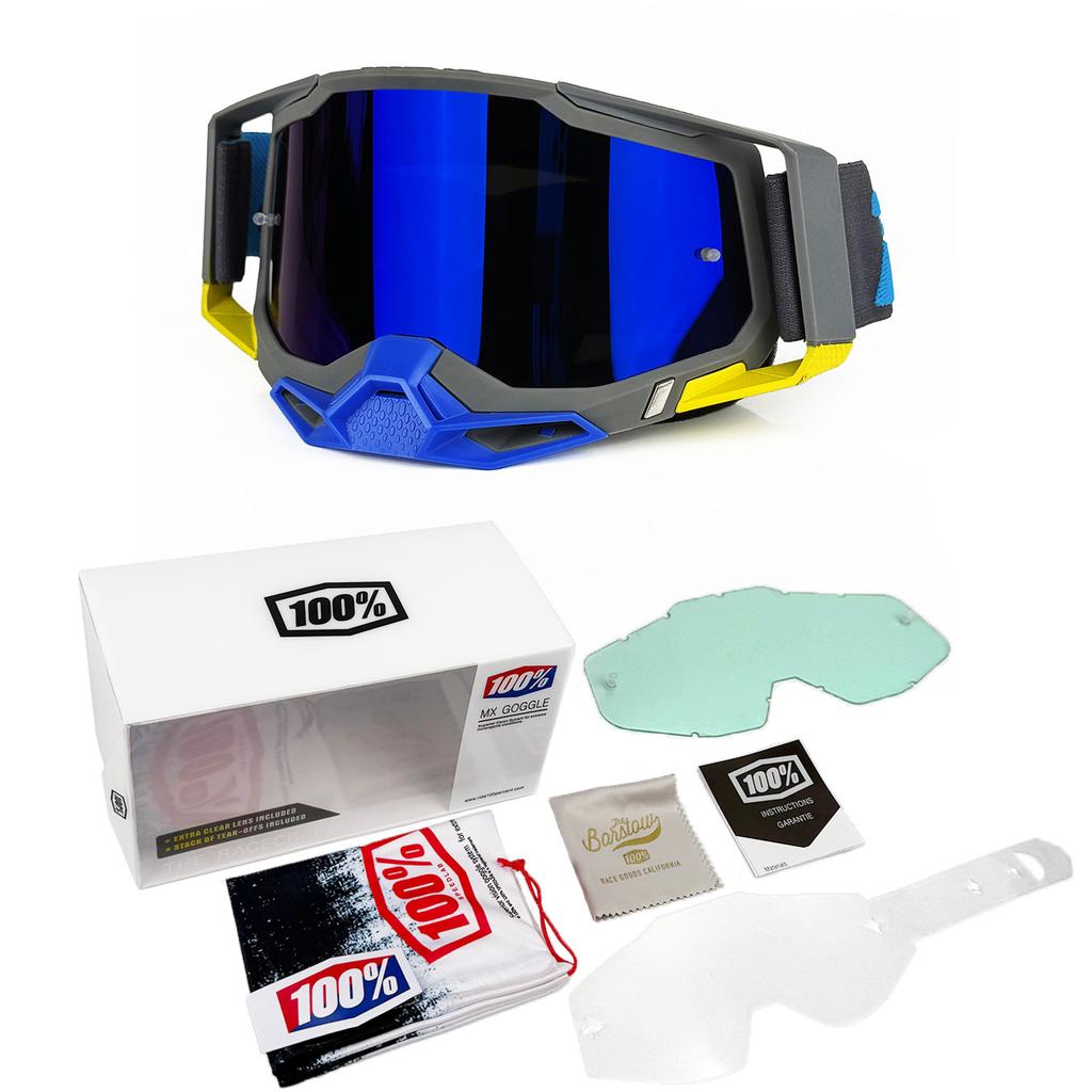 100% Motorcycle Off-Road Goggles Set Outdoor Color-Changing Riding Fully Enclosed Protective Goggles