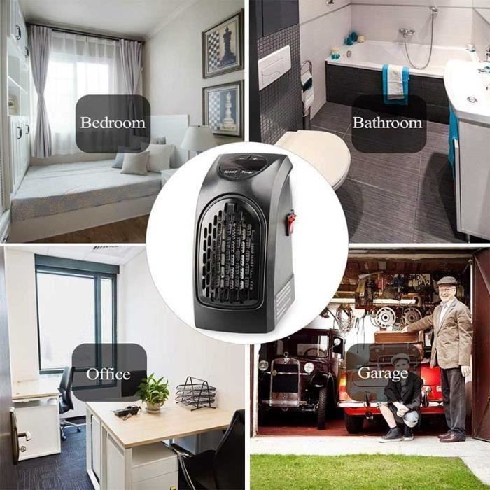 Bathroom Fan Heater - Mini Auxiliary Heater with Adjustable Thermostat Powerful 400 Watts Low Consumption - M33701