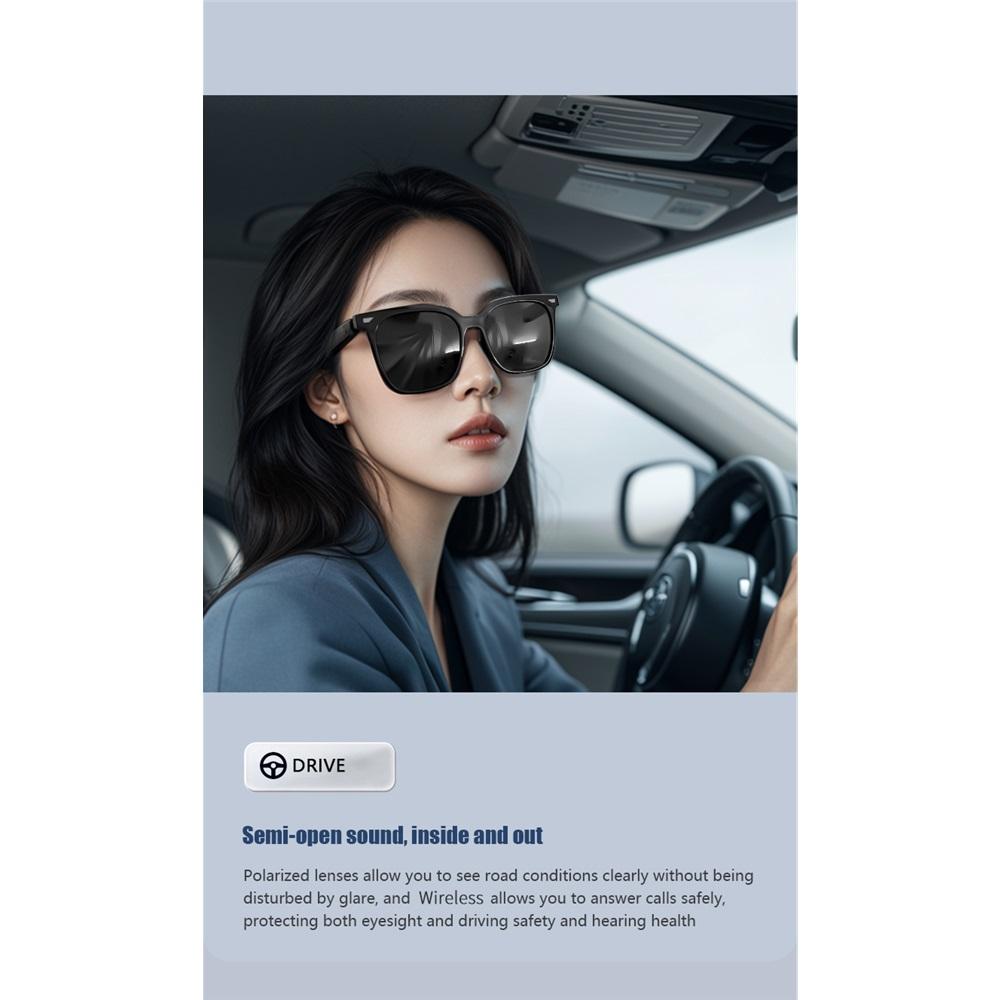 Smarte Bluetooth-Audiobrille, Musik hören und hochauflösende Anrufe führen, polarisierende Anti-UV-Gläser, bequeme Sonnenbrille