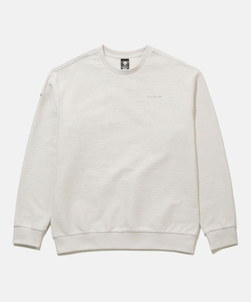 DESCENTE Dualis Wording Knit Sweatshirt Ivory Sr111Dht11