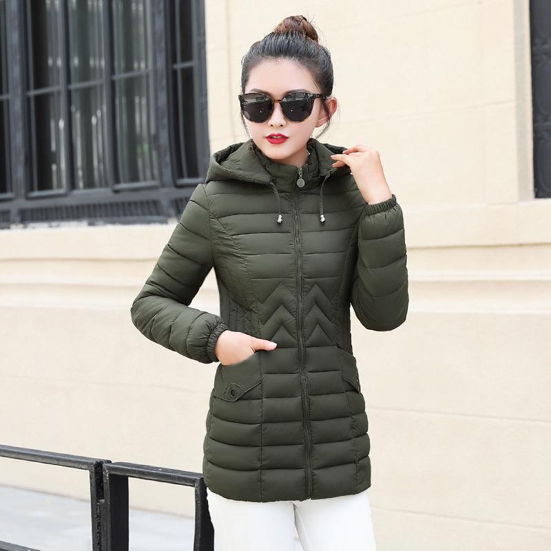 Kurz Lang Winter Neu Koreanische Version Kapuze Verdickt Gepolsterte Jacke Vielseitige Pelzkragen Gepolsterte Jacke