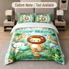 Wildlife Animals Theme Custom Text Or Name 3Pcs Bedding Set 1 Flat Sheet & 2 Pillowcases Personalized Home Bedding