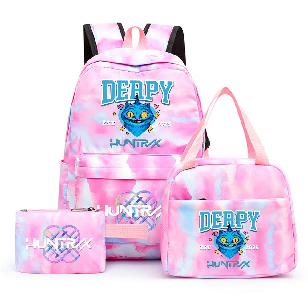 3Pcs/set Cartoon Printed Backpack with Lunch Bag Pencil Case for Teenager Girl Boy Large Capacity Waterproof Bookbag Gift Mochila