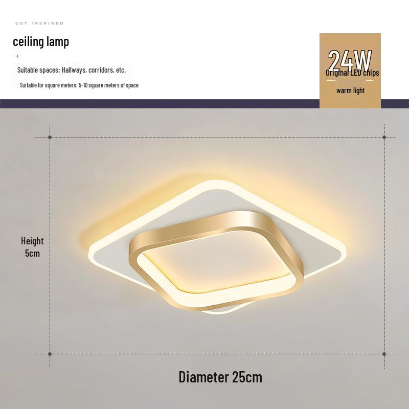 Nordische minimalistische Deckenleuchte für Flure, Eingänge, Balkone und Garderoben - Schwarz-Weiß-Design.