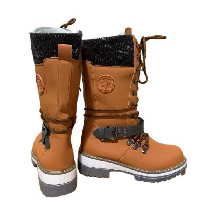 

Большие размеры женские ботинки Martin 2024 года, новые осенне-зимние зимние ботинки, средние толстые каблуки, круглые женские рыцарские сапоги 43