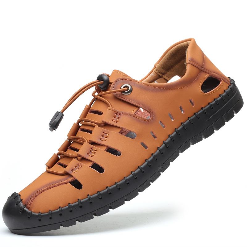 Men's Summer Hollow Out Shoes Youth Outdoor Casual Shoes Soft Sole Cowhide