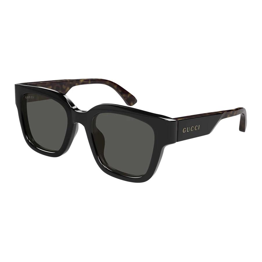 GUCCI Letter Embroidery Recycled Acetate Square Sunglasses Men's Black