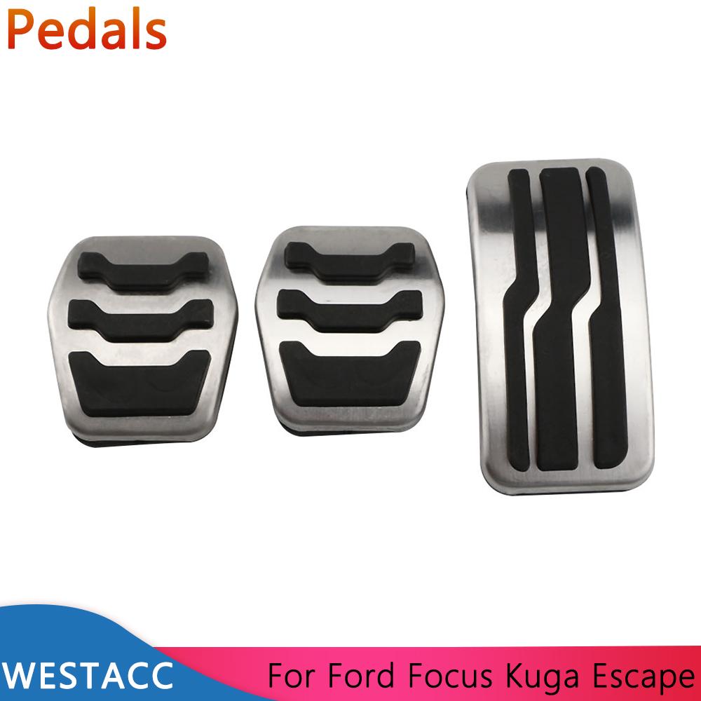 Edelstahl-Autopedale, Gasbrems- und Kupplungspedal für Ford Focus 2 3 4 MK2 MK3 MK4 RS ST 2005- Kuga Escape