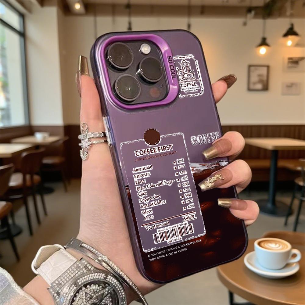 Coffee First Menu Hard Phone Case for Iphone 16 15 14 13 12 11 Pro Max Mini Shockproof Anti-Scratch Protective Cover