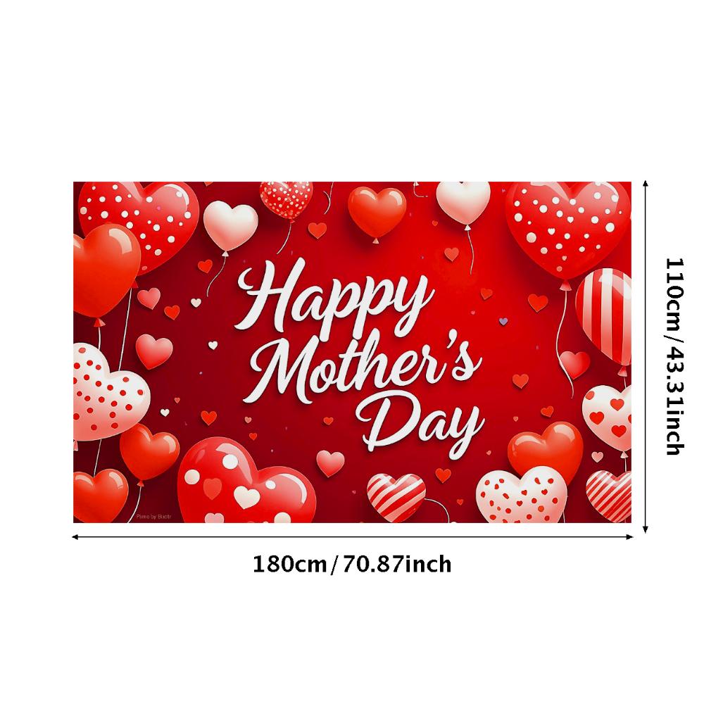 

Happy Mother s Day Banner Backdrop Red Theme Love Heart Balloon Mothers Day Party Decoration Photography Background Props
