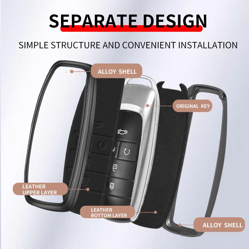 Metal Leather Car Key Cover Case For Gac Aion Y Plus S V Lx Ia5 Smart Remote Protector Shell Holder Fob Keychain Accessories