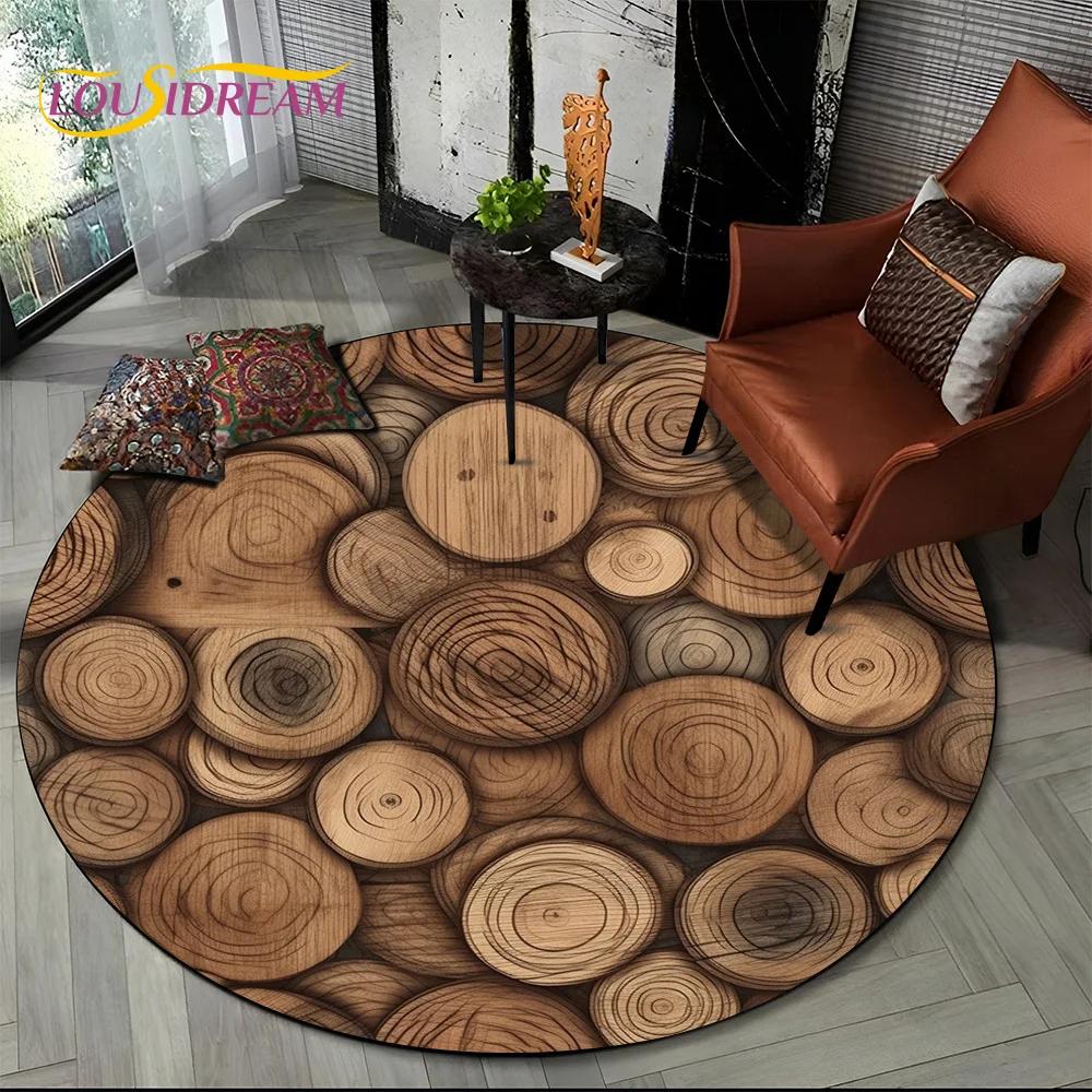 Ultimo Tappeto Rotondo con Linee Effetto Legno Colorato 3D, Tappeto per Soggiorno Camera da Letto Divano Stanza dei Giochi Bambini Decorazione, Antiscivolo per Animali Domestici Regalo