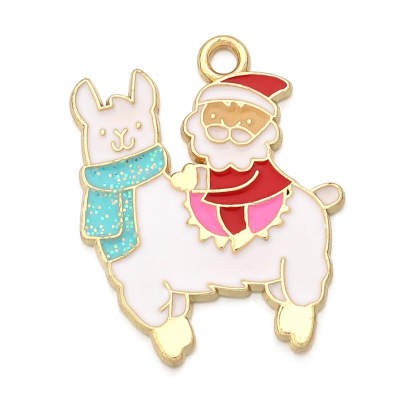 10pcs/lot Alloy Drip Oil Pendant Santa Claus Snowman Christmas Tree Charm Pendant For DIY Men Women Earrings Necklace Party Gift